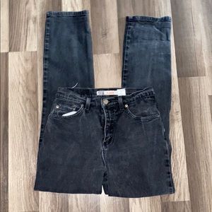 Black distressed mom jeans